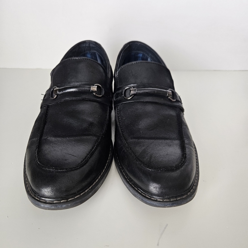Steve Madden Mens Black Leather Slip On Loafers Sz 11
